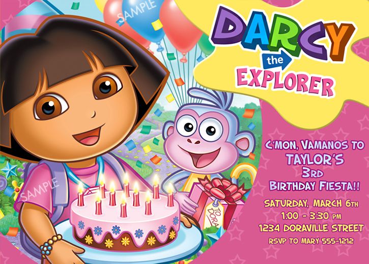 Dora the Explorer Invitation for Birthday Party ***FREE THANK YOU 