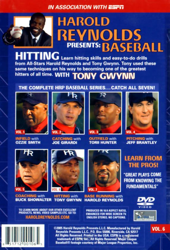 Harold Reynolds Baseball Hitting Vol 6 (DVD, 2005) 851712001065  