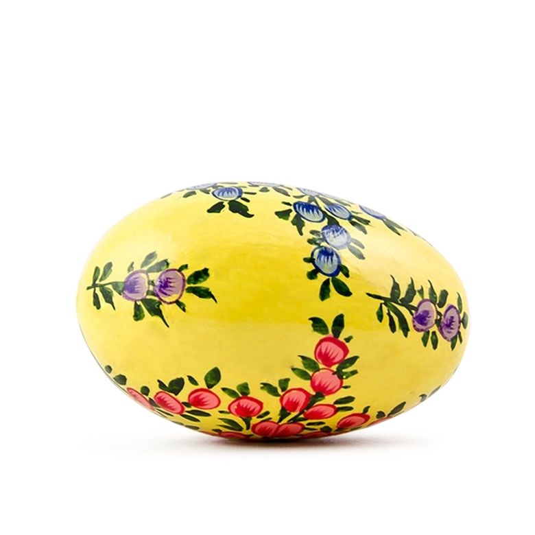 Flowers on Yellow Easter Egg, Hand Painted Easter Egg  