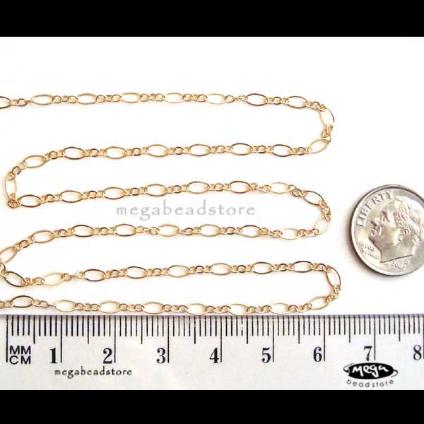 Feet 14K Gold Filled Cable Loose Chain Flat 4mm CH52  