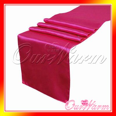 Fuchsia Satin Table Runners Wedding Banquet Decor Color  