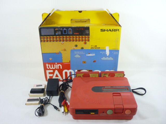 TWIN FAMICOM SHARP Console System AN 500R Boxed Junk JAPAN Video Game 