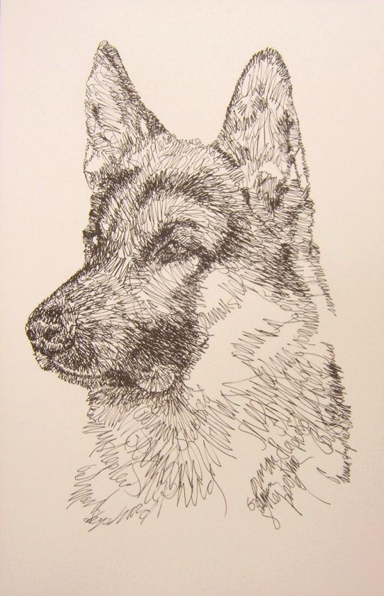 GERMAN SHEPHERD DOG ART Signed Kline WORD DRAWING #239 your dogs name 