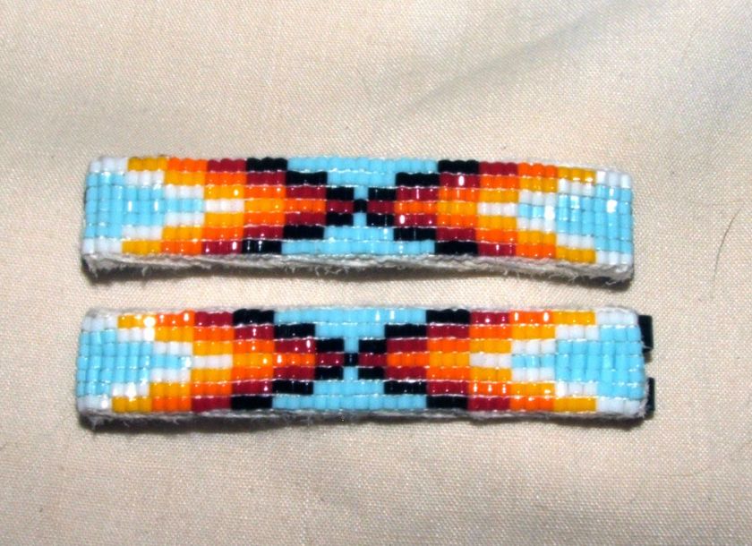 Girls Beaded Barrettes Matched set Native American Made 2.25 L JP 