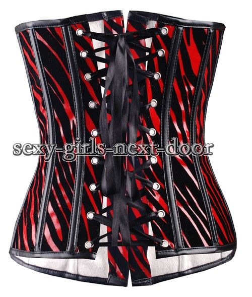 Red & Black CORSET Zebra Print BustierUnderbust S A114_red