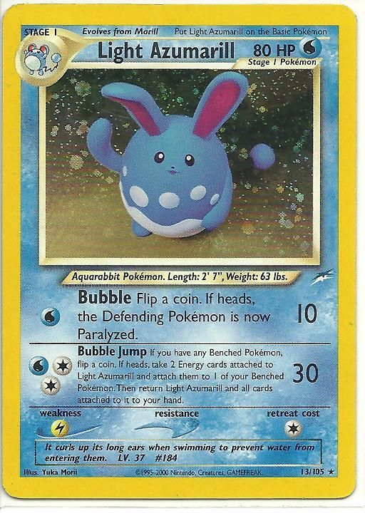 Light Azumarill 13/105 Pokemon Holo Foil Card nearMint  