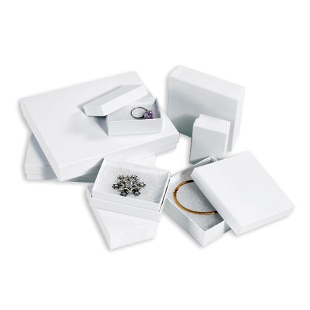 50   6 x 5 x 1 WHITE JEWELRY BOXES W/COTTON  