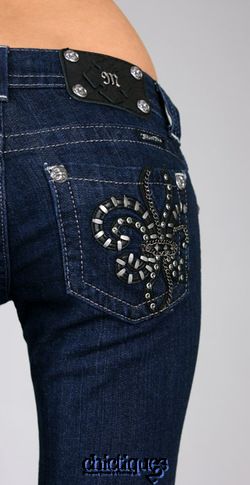 Miss Me Jeans Metallica Chain Reaction Fleur de Lis Straight Leg 