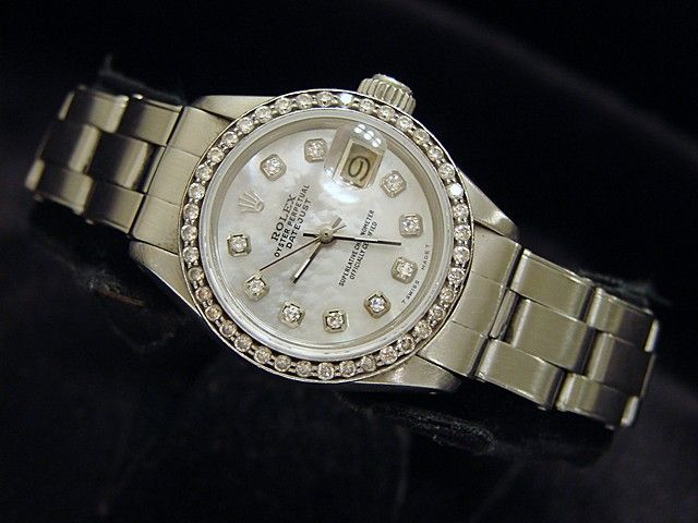 Ladies Stainless Steel Rolex Datejust Date Watch Diamond  