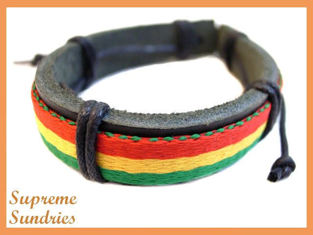 Reggae Marley Rasta Surfer Hemp Leather Bracelet 646  