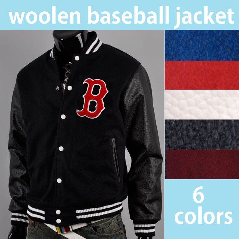   classic baseball letterman varsity college wool leather jacket  