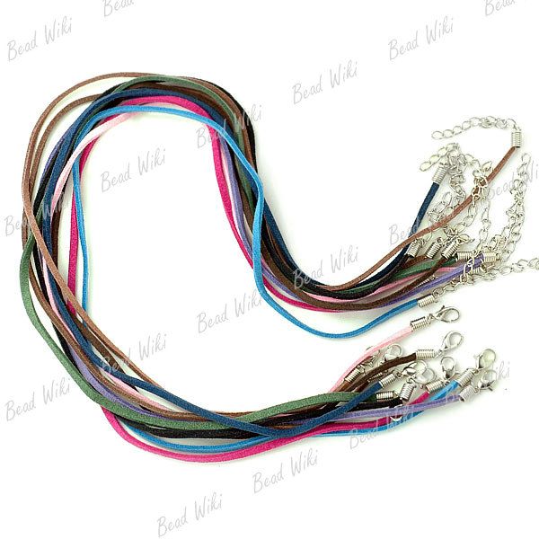   Suede Cord Wire Necklace Lobster Clasp Findings 470mm TC0073  