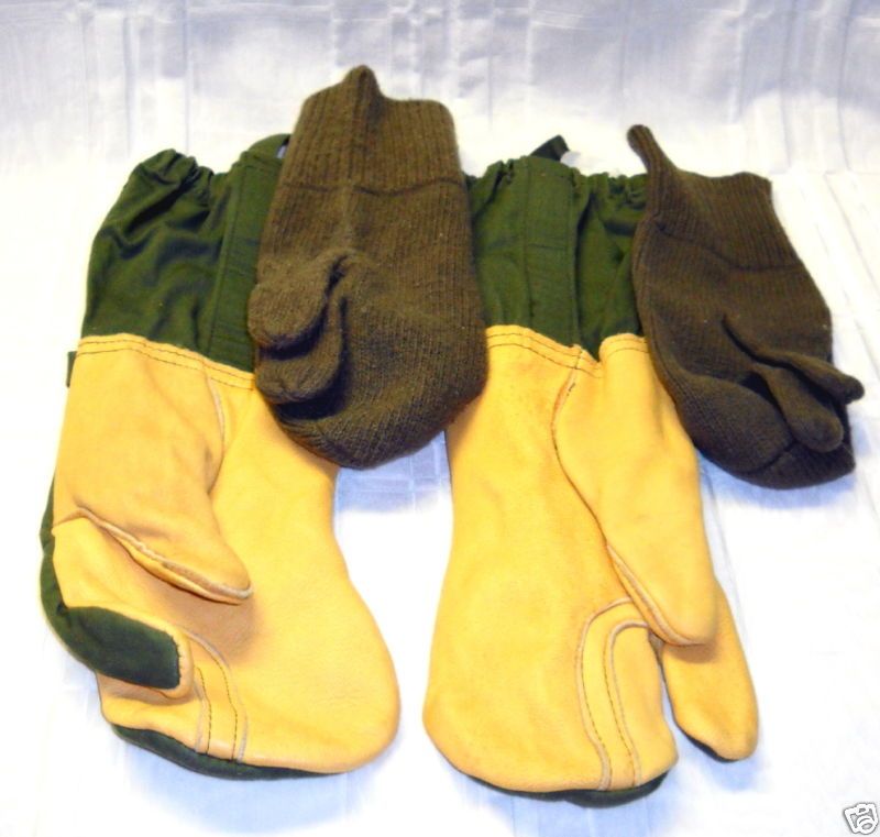 US ARMY mittens w/ trigger fingers   shells & inserts L  