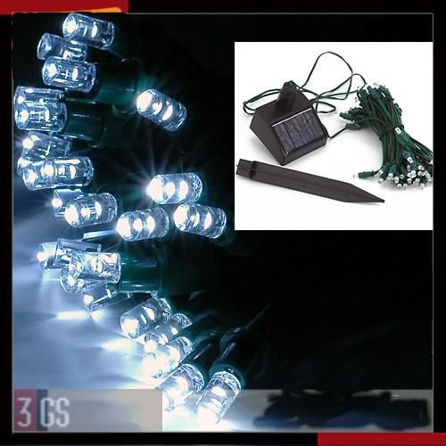   Outdoor White 36 ft Solar Powered 60 LED Fairy String Christmas Lights