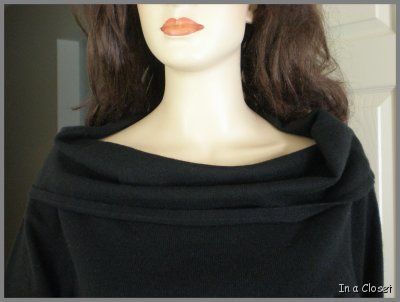 Peterman 100% Cashmere Black Extra Large Cowl Neck Off Shoulder New 