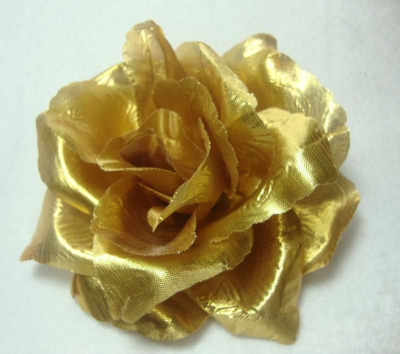 Gold Rose Hair Flower Clip and Pin  