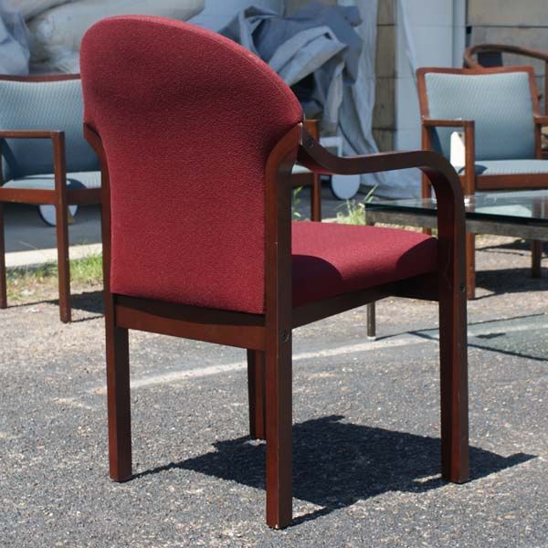 Vintage Kimball Wood Frame Dining Side Armchairs  