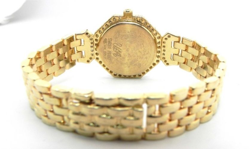 Stunning 14k Y/G Ladies Diamond Tourneau Watch   