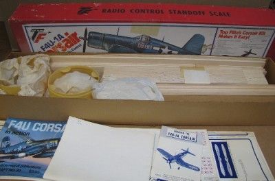 Vtg TOP FLITE F4U 1A CORSAIR RC KIT, 1970s NIB, 61 Wingspan  