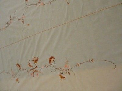 VTG Machine Embroidered Tiger Lilies Tablecloth 82x66  