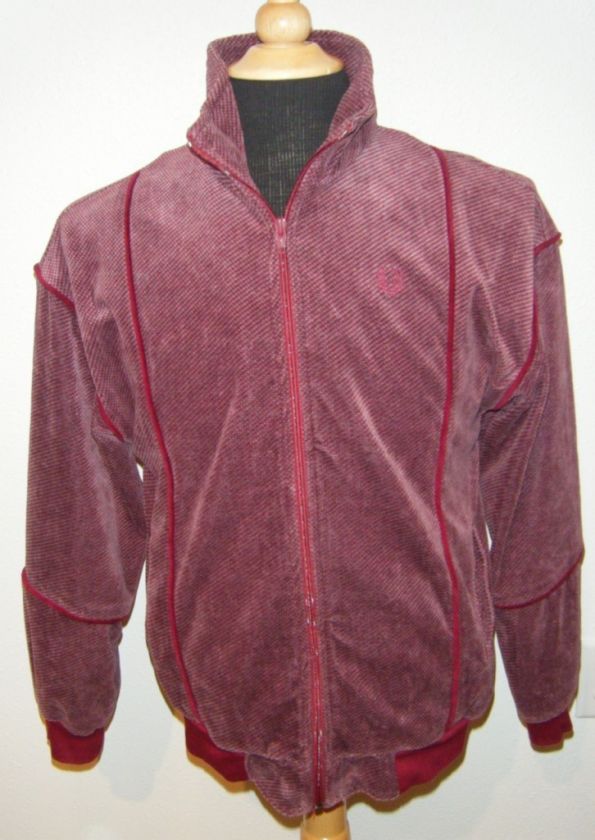 COOL Vtg FRED PERRY velour TRACK TENNIS JACKET punk S  