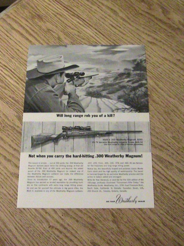 WEATHERBY MAGNUM ADVERTISEMENT MARK V GUN AD DEER MAN  