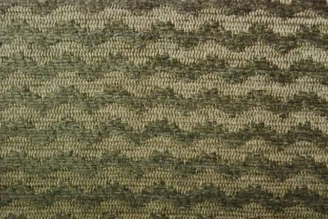 Green Chenille Zig Zag Stripe Drapery Upholstery Fabric  